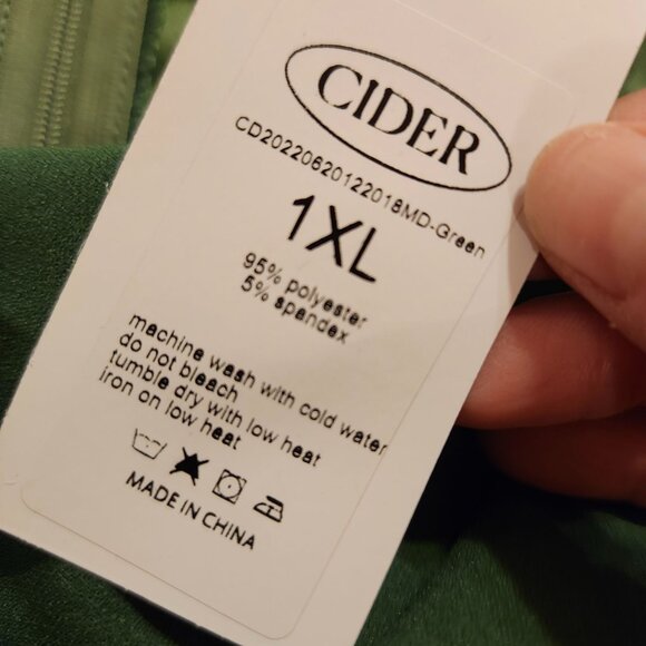 Cider Women's Size 1X Hunter Green Drawstring Ruched Midi Dress Spaghetti Straps - Picture 5 of 10